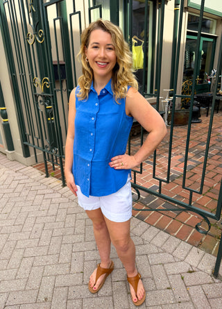 Lulu B White Linen Shorts with Pockets