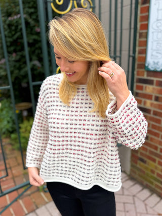 Olivia by Habitat Metallic Dot Rolled Crewneck Sweater Ivory