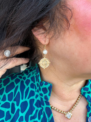 Pearl Compass Earrings
