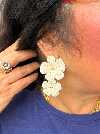 Cream Flower Earrings
