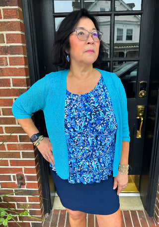 Lulu B Clear Turquoise Lightweight Cardigan