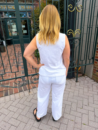 Escape by Habitat White Flower Embroidered Pocket Flood Pant