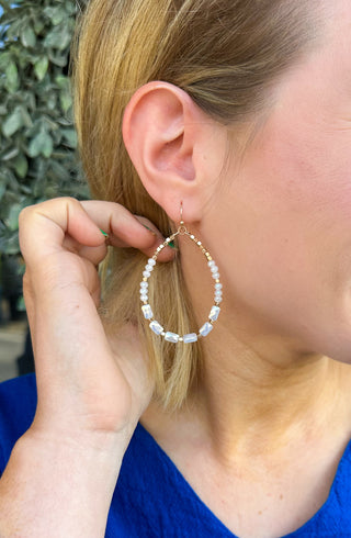 White Crystal Beaded Earrings