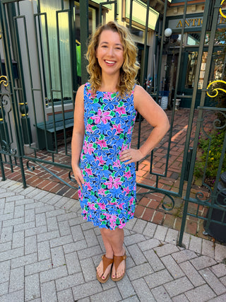 Beachtime by Lulu B Floral Multi Ruffle Bottom Shift Dress