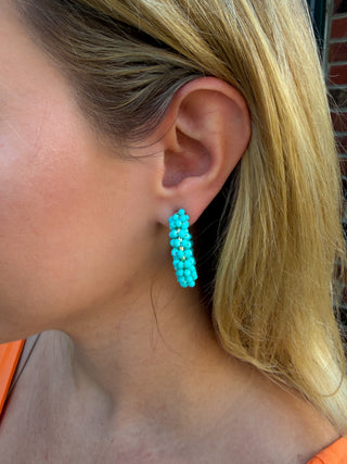 Bead Glass Hoops Turquoise