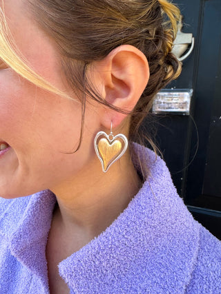 Silver and Gold Heart Earring