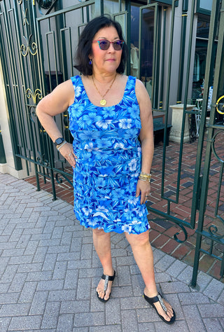 Tango Mango Blue Flower Cha Cha Dress