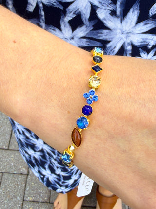 Sorrelli Crystal and Cabochon Tennis Bracelet Denim Moon