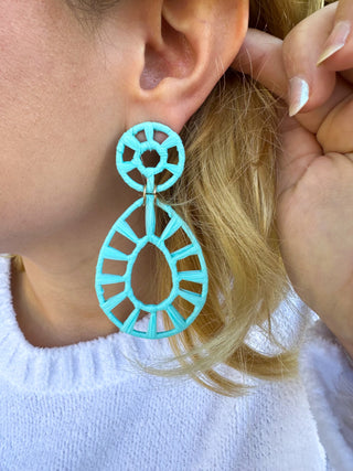 Aqua Dream Catcher Statement Earrings