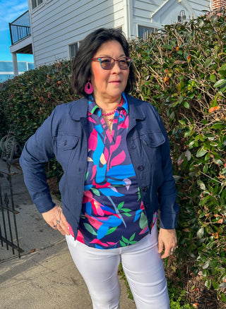 Tango Mango Stretch Linen Jacket Navy