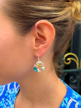 Two Tone and Turquoise Shell Earrings