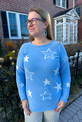 Lulu B Periwinkle Star Chenille Sweater