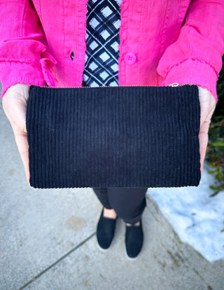 Riley Vegan Crossbody - Black Corduroy