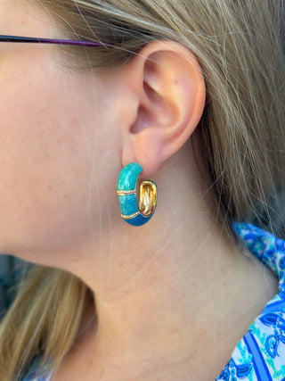 Turquoise Ombre Marble Earrings