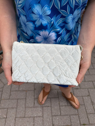 Riley Vegan Crossbody - Quilted Snow Pearl