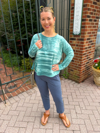 Escape by Habitat Teal Tie Dye Modal Sunset Pullover