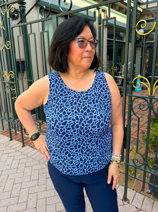 Lulu B Periwinkle Giraffe UPF 50+ Scoop Neck Tank