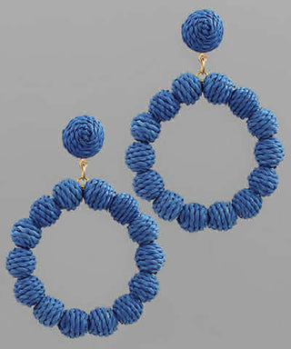 Wrapped Bead Ball Earrings Blue