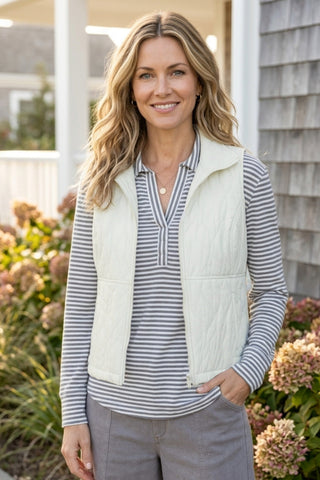 Escape by Habitat Pearl Wave Quilted Stand Collar Vest