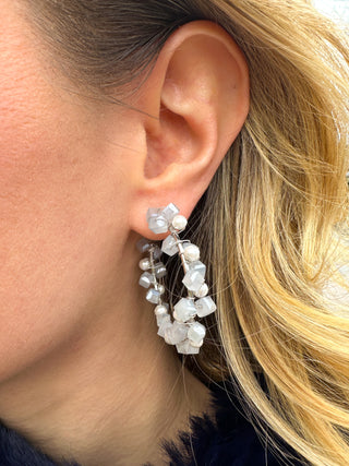 White Rock Candy Hoop Earrings