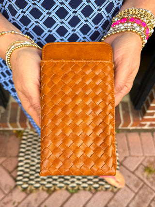 Tan Woven Double Duty Phone Bag
