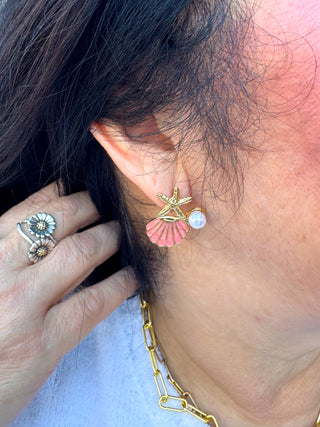 Starfish and Coral Shell Earrings