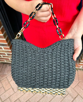 Black Weave Handbag