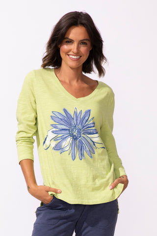 Escape by Habitat Kiwi Sunflower V-neck Tee