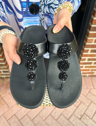 FitFlop Fino Beadie Button Black Sandal