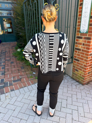 Olivia by Habitat Mixed Pattern Jacquard Crewneck Sweater Ivory