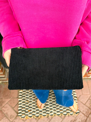 Riley Vegan Crossbody - Black Corduroy