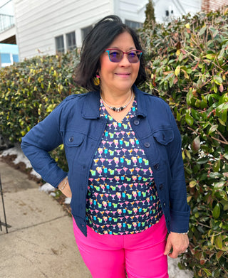 Tango Mango Stretch Linen Jacket Navy