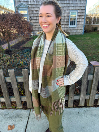 Olive Checkered Scarf