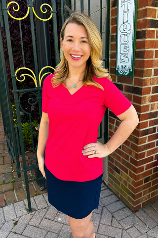 Lulu B Crimson Short Sleeve V-neck Top
