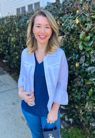 Tango Mango White Ruffle Linen Jacket