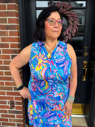 Tango Mango Ocean Sleeveless Collar Top