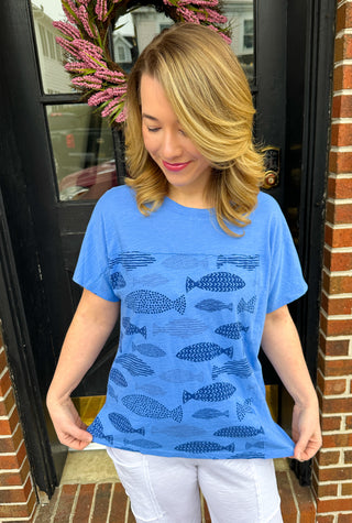 Cotton Lani Short Sleeve Relaxed Cotton T-shirt Cool Fish