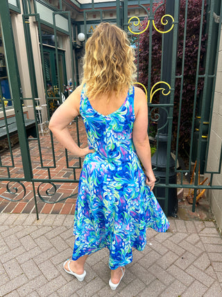 Tango Mango Women's Pastel Flower UPF 50+ Midi Dress