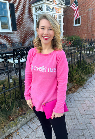 Lulu B Beach Time Turtle Sweater Pink