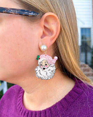 Pink Santa Earrings