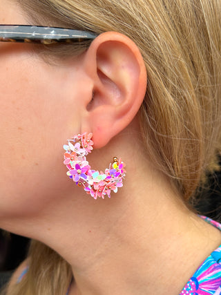 Pastel Flower Hoop Earrings