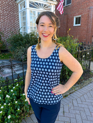 Beachtime by Lulu B Navy Daisy Basic Tank