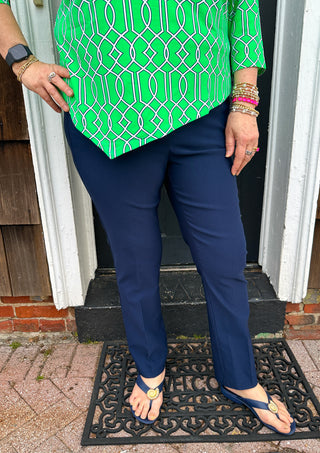 Bangladine by Lulu B Navy Pull-On Ankle Pant