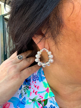 Silver Pearl Bubble Hoop Earrings