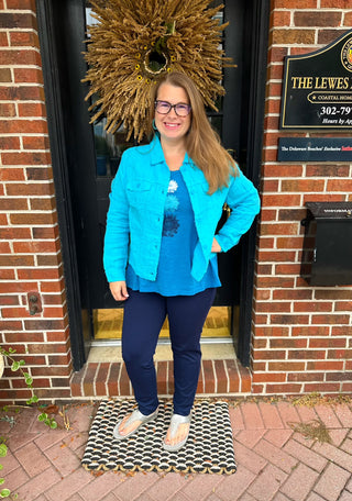 Lulu B Turquoise Linen Jacket