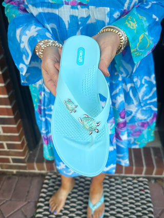 OkaB Theresa Light Blue Turtle Sandals