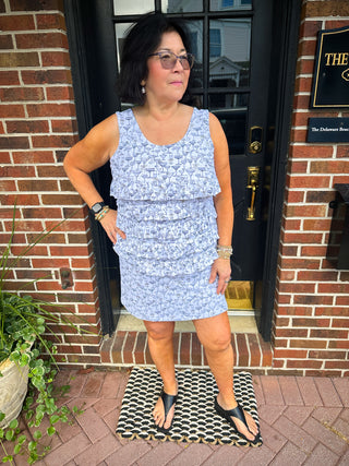 Lulu B White and Gold Cocktails Zip Skort