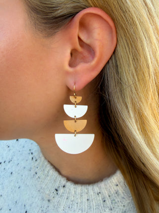 White and Gold Dangle Earrings