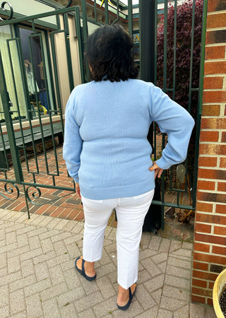 Women's Lewes Periwinkle Anchor Cotton Sweater