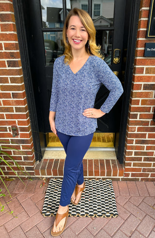 Lulu B Navy Secret Pocket Capri Leggings